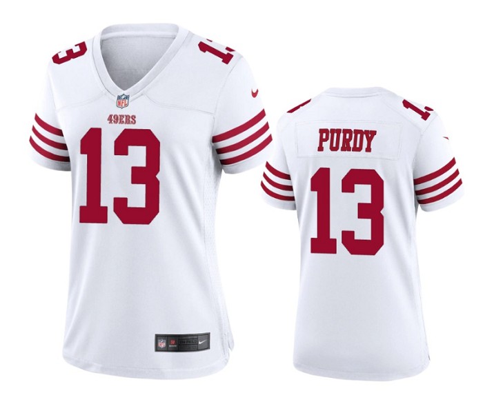 Women's San Francisco 49ers #13 Brock Purdy White Stitched Game Jersey(Run Small)
